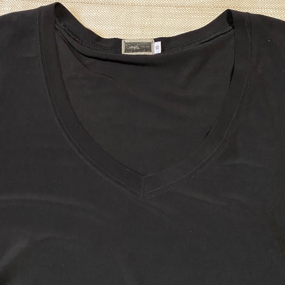 Sympli Black V-Neck Stretch Relaxed Fit Basic Long Sleeve Top- Sz- L - Picture 4 of 12